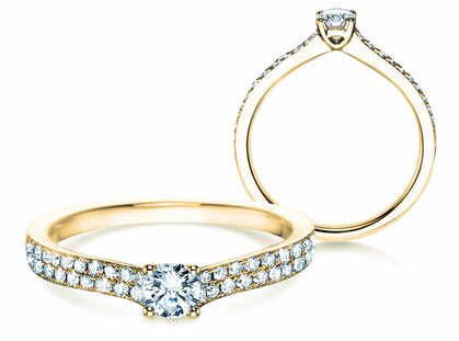 Bague de fiançailles Claire Petite dans 18K or jaune avec diamants 0,50ct G/SI