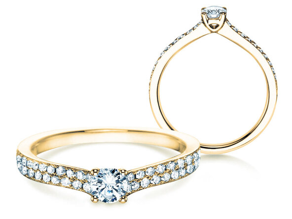 Bague de fiançailles Claire Petite dans 18K or jaune avec diamants 0,50ct G/SI