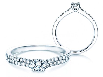 Bague de fiançailles Claire Petite dans 18K or blanc avec diamants 0,50ct G/SI
