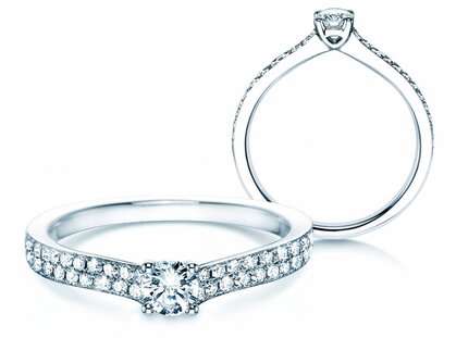 Bague de fiançailles Claire Petite dans 18K or blanc avec diamants 0,50ct G/SI