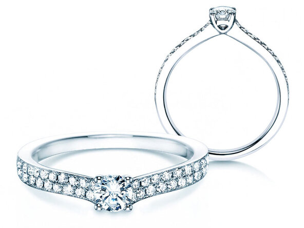 Bague de fiançailles Claire Petite dans 18K or blanc avec diamants 0,50ct G/SI
