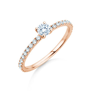 Bague de fiançailles Classic 4 Pavé en 14K or rose avec diamants de laboratoire 0,56ct E/VS