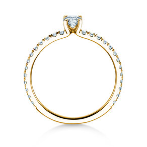 Bague de fiançailles Classic 4 Pavé en 9K or jaune avec diamants de laboratoire 0,56ct E/VS