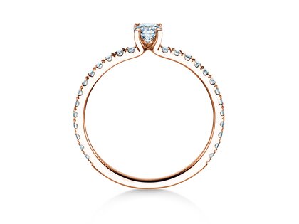 Bague de fiançailles Classic 4 Pavé en 14K or rose avec diamants de laboratoire 0,56ct E/VS