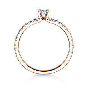 Bague de fiançailles Classic 4 Pavé en 14K or rose avec diamants de laboratoire 0,56ct E/VS