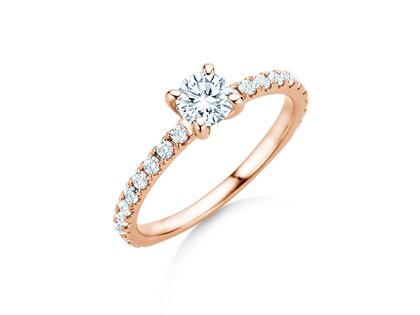 Bague de fiançailles Classic 4 Pavé en 14K or rose avec diamants de laboratoire 0,87ct E/VS