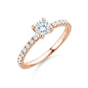 Bague de fiançailles Classic 4 Pavé en 14K or rose avec diamants de laboratoire 0,87ct E/VS