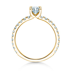 Bague de fiançailles Classic 4 Pavé en 14K or jaune avec diamants de laboratoire 0,87ct E/VS