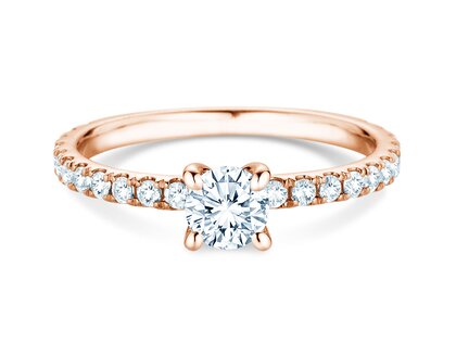 Bague de fiançailles Classic 4 Pavé en 14K or rose avec diamants de laboratoire 0,87ct E/VS