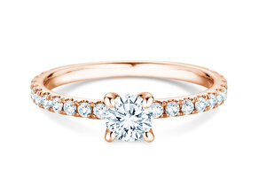 Bague de fiançailles Classic 4 Pavé en 14K or rose avec diamants de laboratoire 0,87ct E/VS