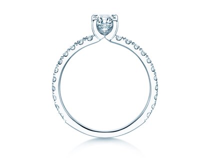 Bague de fiançailles Classic 4 Pavé en 14K or blanc avec diamants de laboratoire 0,87ct E/VS