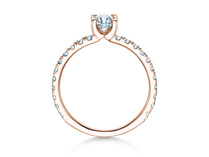 Bague de fiançailles Classic 4 Pavé en 14K or rose avec diamants de laboratoire 0,87ct E/VS