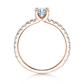 Bague de fiançailles Classic 4 Pavé en 14K or rose avec diamants de laboratoire 0,87ct E/VS