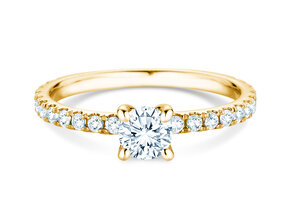 Bague de fiançailles Classic 4 Pavé en 14K or jaune avec diamants de laboratoire 0,87ct E/VS