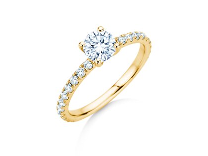 Bague de fiançailles Classic 4 Pavé en 14K or jaune avec diamants de laboratoire 1,19ct E/VS