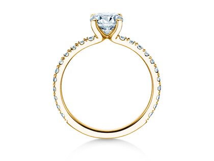 Bague de fiançailles Classic 4 Pavé en 14K or jaune avec diamants de laboratoire 1,19ct E/VS