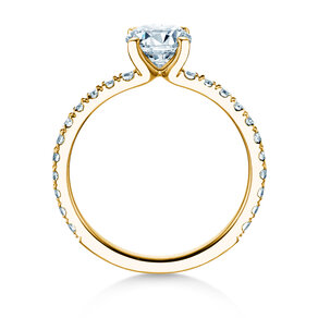 Bague de fiançailles Classic 4 Pavé en 14K or jaune avec diamants de laboratoire 1,19ct E/VS