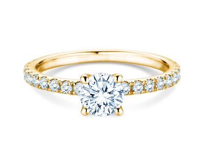 Bague de fiançailles Classic 4 Pavé en 14K or jaune avec diamants de laboratoire 1,19ct E/VS
