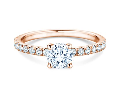 Bague de fiançailles Classic 4 Pavé en 18K or rose avec diamants de laboratoire 1,19ct E/VS