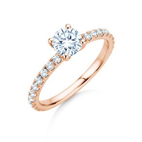 Bague de fiançailles Classic 4 Pavé en 18K or rose avec diamants de laboratoire 1,19ct E/VS