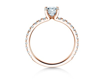 Bague de fiançailles Classic 4 Pavé en 18K or rose avec diamants de laboratoire 1,19ct E/VS