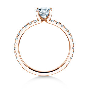 Bague de fiançailles Classic 4 Pavé en 18K or rose avec diamants de laboratoire 1,19ct E/VS