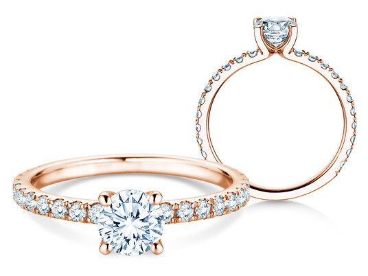 Bague de fiançailles Classic 4 Pavé diamant de laboratoire