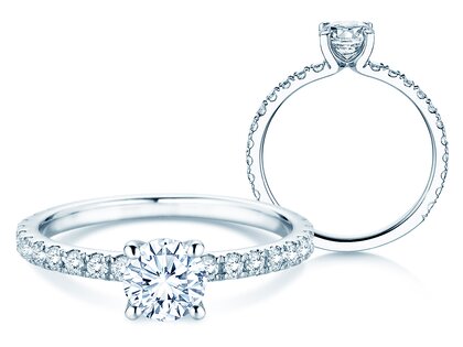 Bague de fiançailles Classic 4 Pavé diamant de laboratoire