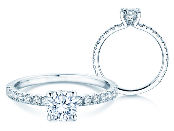 Bague de fiançailles Classic 4 Pavé diamant de laboratoire