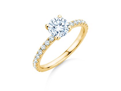Bague de fiançailles Classic 4 Pavé en 18K or jaune avec diamants de laboratoire 1,44ct E/VS
