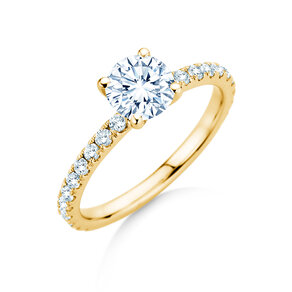 Bague de fiançailles Classic 4 Pavé en 18K or jaune avec diamants de laboratoire 1,44ct E/VS