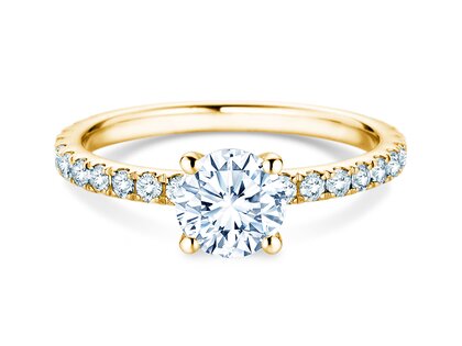 Bague de fiançailles Classic 4 Pavé en 18K or jaune avec diamants de laboratoire 1,44ct E/VS