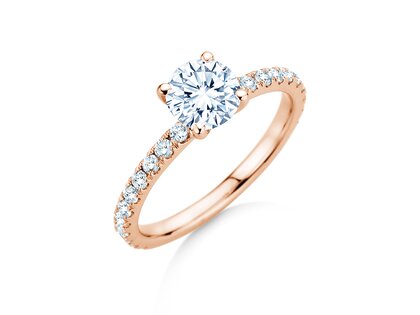 Bague de fiançailles Classic 4 Pavé en 18K or rose avec diamants de laboratoire 1,44ct E/VS