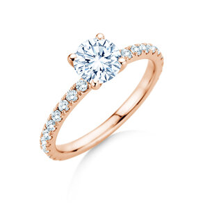 Bague de fiançailles Classic 4 Pavé en 18K or rose avec diamants de laboratoire 1,44ct E/VS