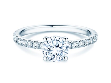 Bague de fiançailles Classic 4 Pavé en 18K or blanc avec diamants de laboratoire 1,44ct E/VS