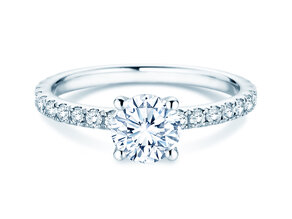 Bague de fiançailles Classic 4 Pavé en 18K or blanc avec diamants de laboratoire 1,44ct E/VS