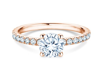 Bague de fiançailles Classic 4 Pavé en 18K or rose avec diamants de laboratoire 1,44ct E/VS