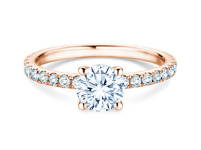 Bague de fiançailles Classic 4 Pavé en 18K or rose avec diamants de laboratoire 1,44ct E/VS