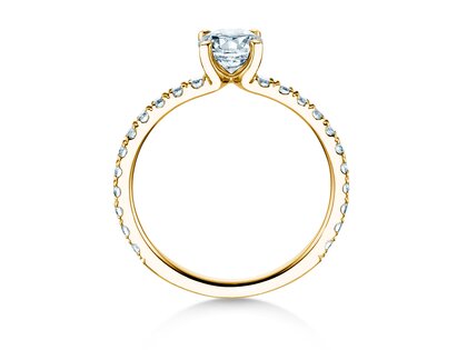 Bague de fiançailles Classic 4 Pavé en 18K or jaune avec diamants de laboratoire 1,44ct E/VS