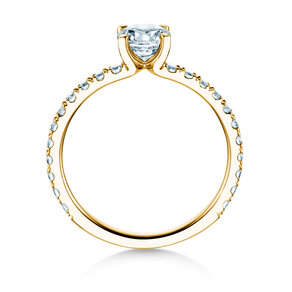 Bague de fiançailles Classic 4 Pavé en 18K or jaune avec diamants de laboratoire 1,44ct E/VS