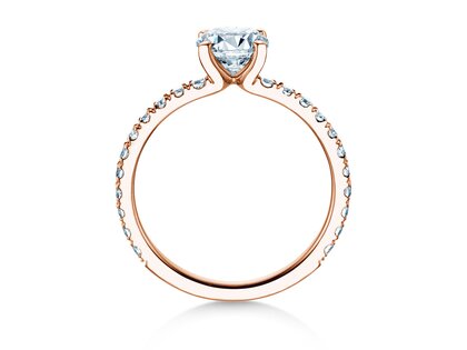 Bague de fiançailles Classic 4 Pavé en 18K or rose avec diamants de laboratoire 1,44ct E/VS