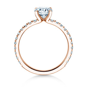 Bague de fiançailles Classic 4 Pavé en 18K or rose avec diamants de laboratoire 1,44ct E/VS