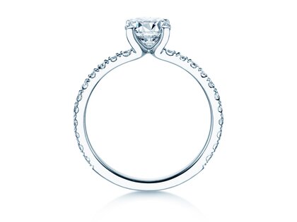 Bague de fiançailles Classic 4 Pavé en 18K or blanc avec diamants de laboratoire 1,44ct E/VS