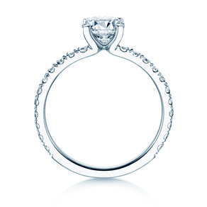 Bague de fiançailles Classic 4 Pavé en 18K or blanc avec diamants de laboratoire 1,44ct E/VS
