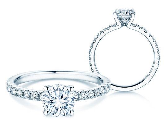 Bague de fiançailles Classic 4 Pavé diamant de laboratoire