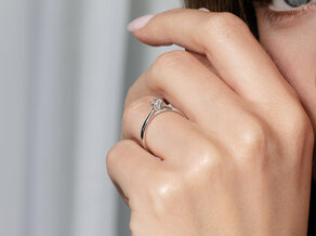 Bague de fiançailles Classic 6 Hidden Halo en 14K or blanc avec diamants 0,30ct G/SI