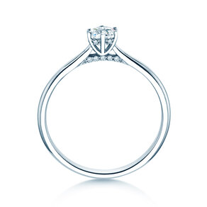 Bague de fiançailles Classic 6 Hidden Halo en 14K or blanc avec diamants 0,30ct G/SI