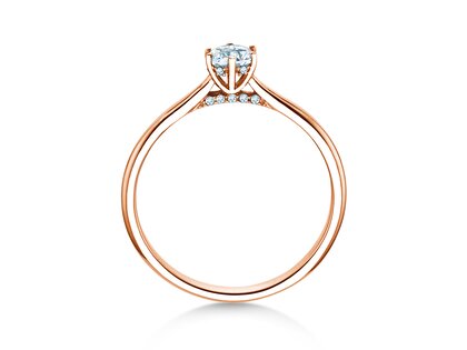 Bague de fiançailles Classic 6 Hidden Halo en 14K or rose avec diamants 0,30ct G/SI