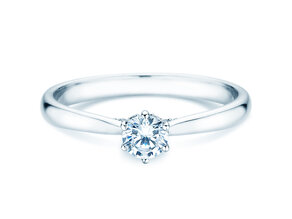 Bague de fiançailles Classic 6 Hidden Halo en 14K or blanc avec diamants 0,30ct G/SI