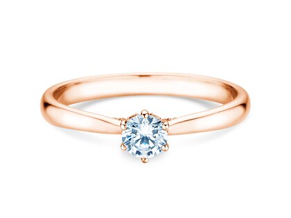 Bague de fiançailles Classic 6 Hidden Halo en 14K or rose avec diamants 0,30ct G/SI